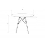 Стол обеденный DOBRIN CHELSEA`90, ножки светлый бук, цвет белый