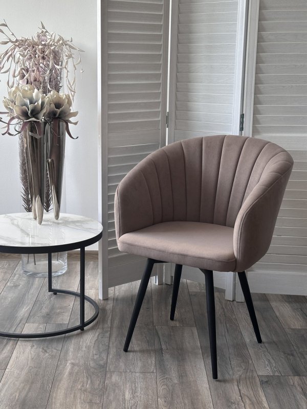 Стул МИШЕЛЬ 360 град. поворот. B5 Капучино, велюр / черный каркас, М-City