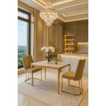 Стол обеденный Камео DT-3001, 105х70х76 см, белый мрамор (Статуарио)