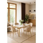 Стол обеденный Камео DT-3001B, 120х80х75 см, белый мрамор (Пандора)