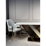 Стул обеденный Бергамо MC884-BG-2, 62х58х91 см, бежевый/глянцевое золото