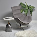 Кресло LOBSTER CHAIR серый искусственная замша, серый Кресло LOBSTER CHAIR серый искусственная замша, серый