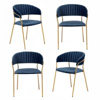 Комплект из 4-х стульев Turin синий, золотые ножки