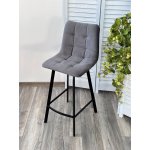 Полубарный стул CHILLI-QB SQUARE серый #27, велюр/ черный каркас (H=66cm) М-City