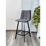 Полубарный стул CHILLI-QB SQUARE серый #27, велюр/ черный каркас (H=66cm) М-City