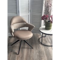 Стул ЖЕНЕВА (GENEVA) 360 град, цвет БЕЖЕВЫЙ VEGA-11 / MIAMI-160, ткань / ЧЕРНЫЙ каркас, ®DISAUR