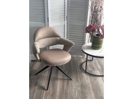 Стул ЖЕНЕВА (GENEVA) 360 град, цвет БЕЖЕВЫЙ VEGA-11 / MIAMI-160, ткань / ЧЕРНЫЙ каркас, ®DISAUR
