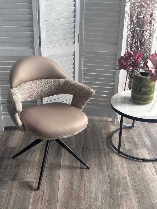 Стул ЖЕНЕВА (GENEVA) 360 град, цвет БЕЖЕВЫЙ VEGA-11 / MIAMI-160, ткань / ЧЕРНЫЙ каркас, ®DISAUR Стул ЖЕНЕВА (GENEVA) 360 град, цвет БЕЖЕВЫЙ VEGA-11 / MIAMI-160, ткань / ЧЕРНЫЙ каркас, ®DISAUR