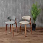 Стул полубарный Lucas латте букле с ножками цвета орех Стул полубарный Lucas латте букле с ножками цвета орех