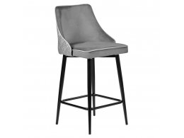 Стул полубарный Dave серый с жаккардом, с поворотным механизмом