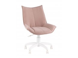 Кресло офисное Осло велюр пыльно-розовый, пластик белый Кресло офисное Осло велюр пыльно-розовый, пластик белый