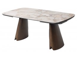 Стол IMBERT 180 GLOSS PATAGONIA, керамика на стекле/ брашированный каркас, цвет медный, ®DISAUR