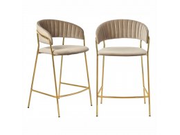Комплект из 2-х стульев полубарных Turin латте с золотыми ножками