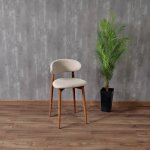 Стул полубарный Lucas латте букле с ножками цвета орех Стул полубарный Lucas латте букле с ножками цвета орех