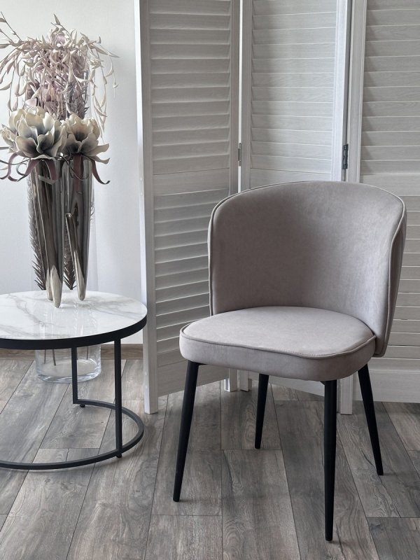 Стул МИЛАНО B22 Серый, велюр / черный каркас, М-City