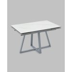 Стол Керас 120-180/80/75 столешница МДФ16/керамика Snow white подстолье металл серый