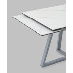 Стол Керас 120-180/80/75 столешница МДФ16/керамика Snow white подстолье металл серый