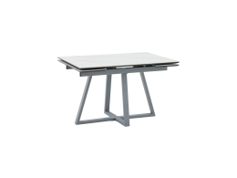 Стол Керас 120-180/80/75 столешница МДФ16/керамика Snow white подстолье металл серый