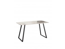 Стол обеденный Vermont 140*80 см керамика светлая ножки черные