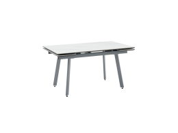 Стол Тайл 140-200/85/75 столешница Snow white подстолье металл серый