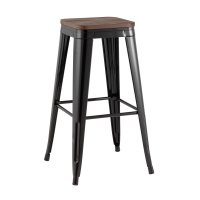 Стул барный TOLIX черный глянцевый + темное дерево KD