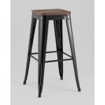 Стул барный TOLIX черный глянцевый + темное дерево KD