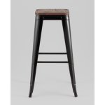 Стул барный TOLIX черный глянцевый + темное дерево KD