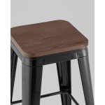 Стул барный TOLIX черный глянцевый + темное дерево KD