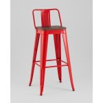 Стул барный TOLIX со спинкой красный глянцевый + темное дерево KD