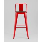 Стул барный TOLIX со спинкой красный глянцевый + темное дерево KD