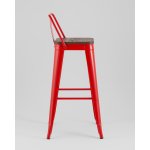 Стул барный TOLIX со спинкой красный глянцевый + темное дерево KD