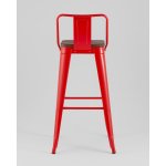Стул барный TOLIX со спинкой красный глянцевый + темное дерево KD