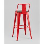 Стул барный TOLIX со спинкой красный глянцевый + темное дерево KD