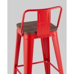 Стул барный TOLIX со спинкой красный глянцевый + темное дерево KD