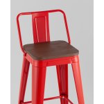 Стул барный TOLIX со спинкой красный глянцевый + темное дерево KD