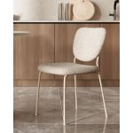 Стул обеденный Gigi серо-бежевый букле кремовые ножки