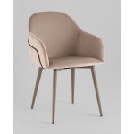 Стул Новел New велюр серо-коричневый, ножки бежево-серые