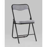 Складной стул Джонни велюр серый каркас черный матовый