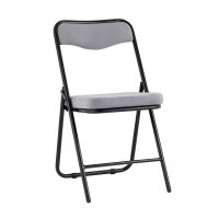 Складной стул Джонни велюр серый каркас черный матовый