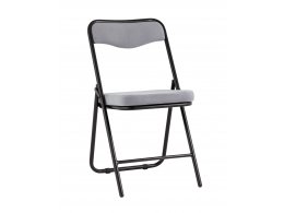 Складной стул Джонни велюр серый каркас черный матовый