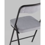 Складной стул Джонни велюр серый каркас черный матовый