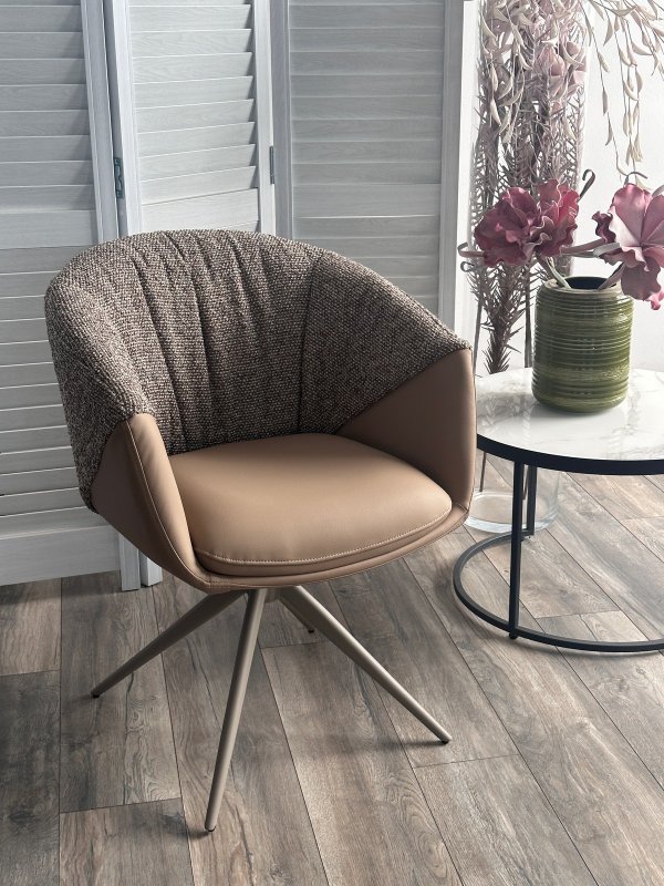 Стул ГИССЕН (GISSEN) 360 град., цвет КОФЕ HP032-08A PU / V885-1, экокожа / ткань / ЛАТТЕ, ®DISAUR Стул ГИССЕН (GISSEN) 360 град., цвет КОФЕ HP032-08A PU / V885-1, экокожа / ткань / ЛАТТЕ, ®DISAUR