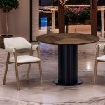 Стол Bloom диам. 105 см, Кварцит, орех Стол Bloom диам. 105 см, Кварцит, орех
