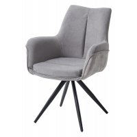 Стул МАРК 360 град., цвет B-22/LOTOS-12 серый, велюр / черный каркас М-City