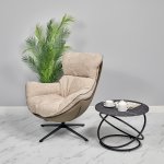 Кресло HUG латте, экокожа, шенилл