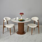 Стол Bloom диам. 105 см, Кварцит, орех Стол Bloom диам. 105 см, Кварцит, орех