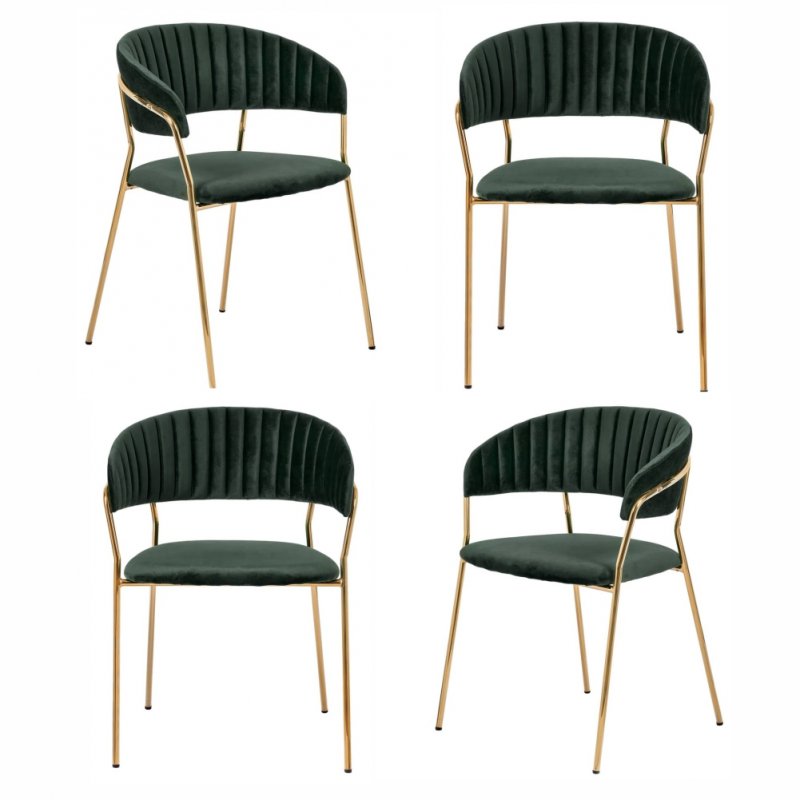 Комплект из 4-х стульев Turin зеленый, золотые ножки