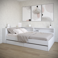 Набор Кровать Ксения 900 с ящиками и прикроватным блоком белая