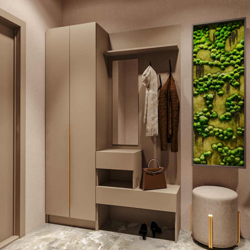 Набор прихожая Голд Бостон(вешалка В1 + шкаф Ш 600)(Бежевый(Глиняный/Серый)