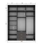 Набор Шкаф Фиеста + антресоль (Графит/Графит Софт) 2002*2600*500